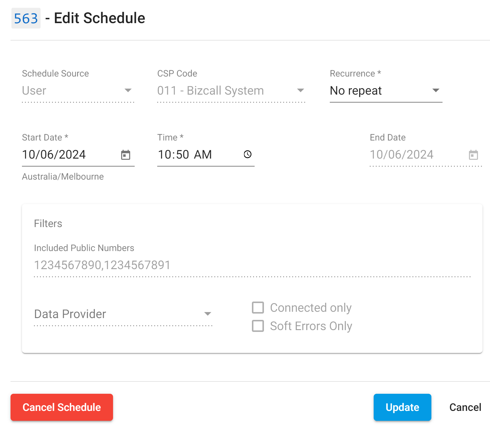 Edit or Cancel a Schedule